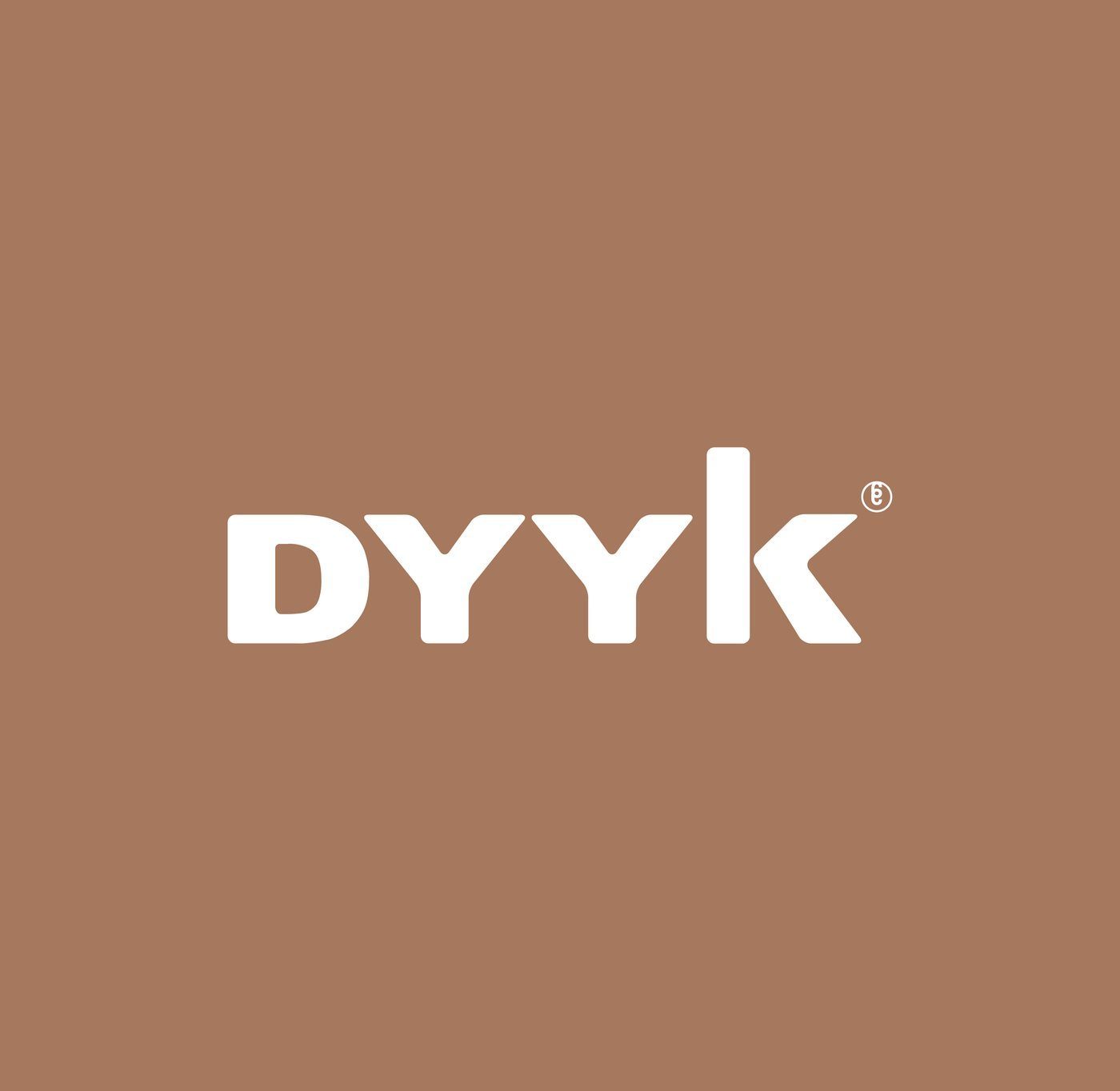 The Dyyk wordmark on its signature warm brown background