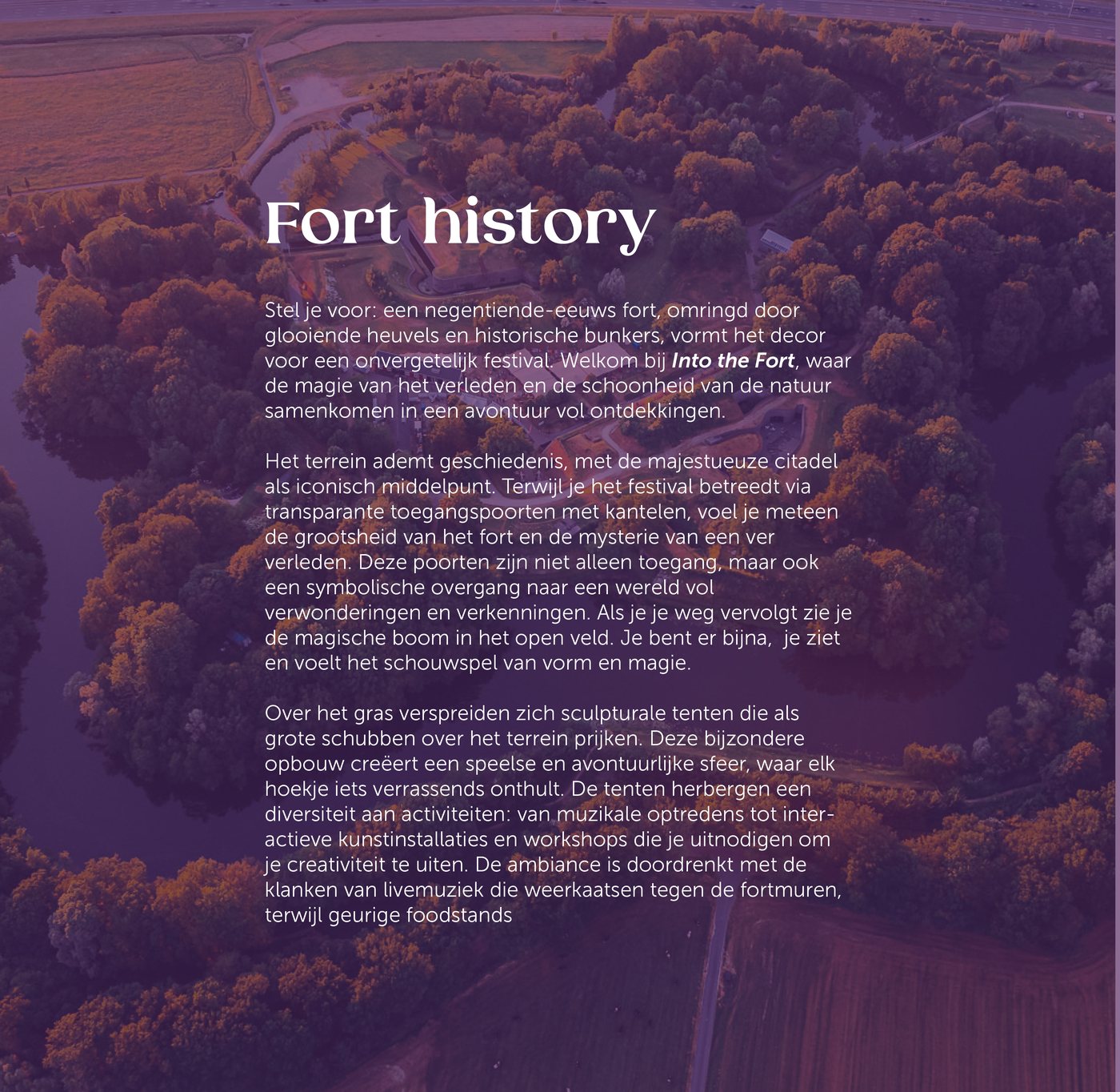Fort history — the storytelling copy developed for the Into the Fort concept