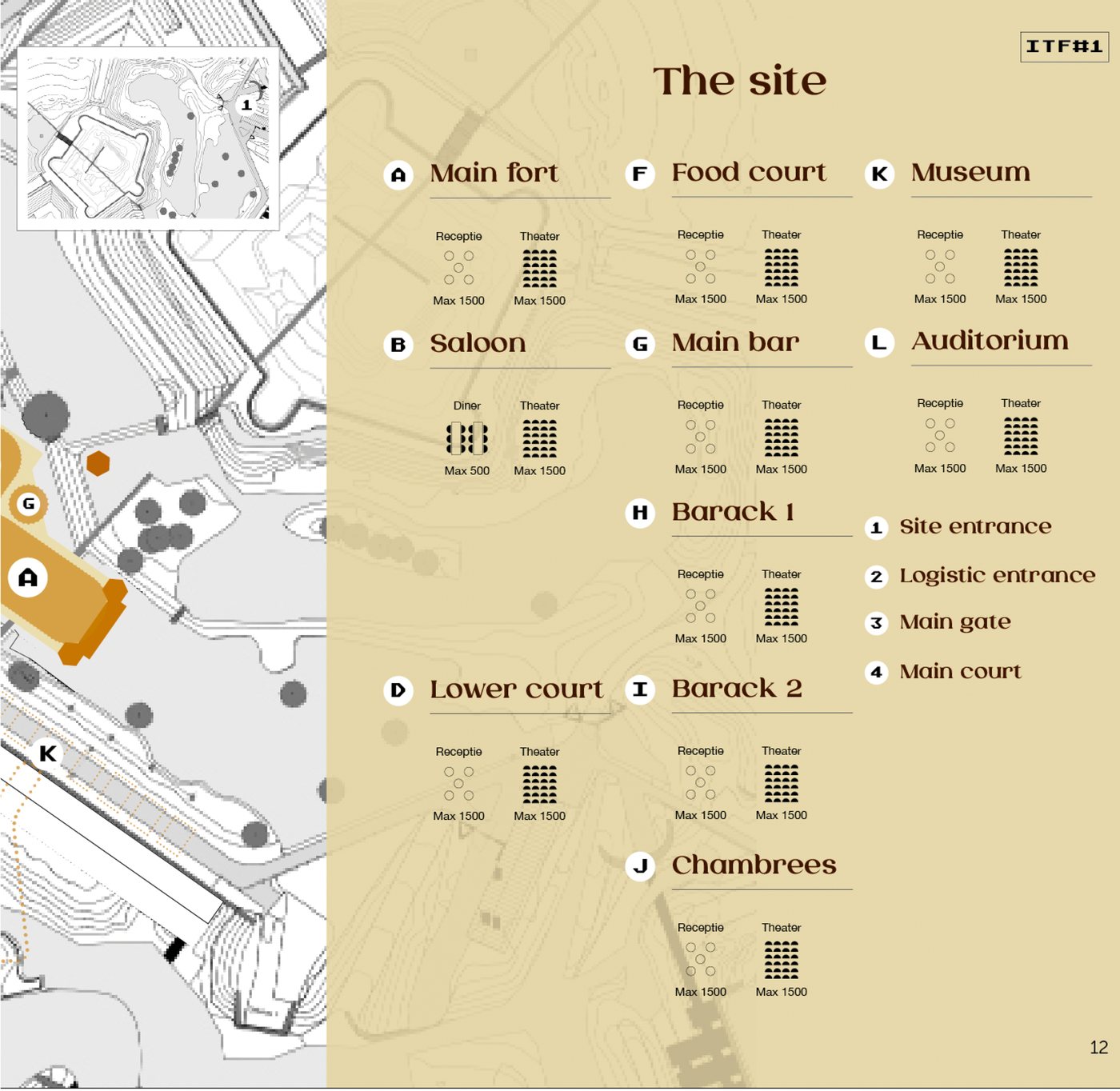 The Business Summer Events site map, showing the fort's stages, bars and barracks
