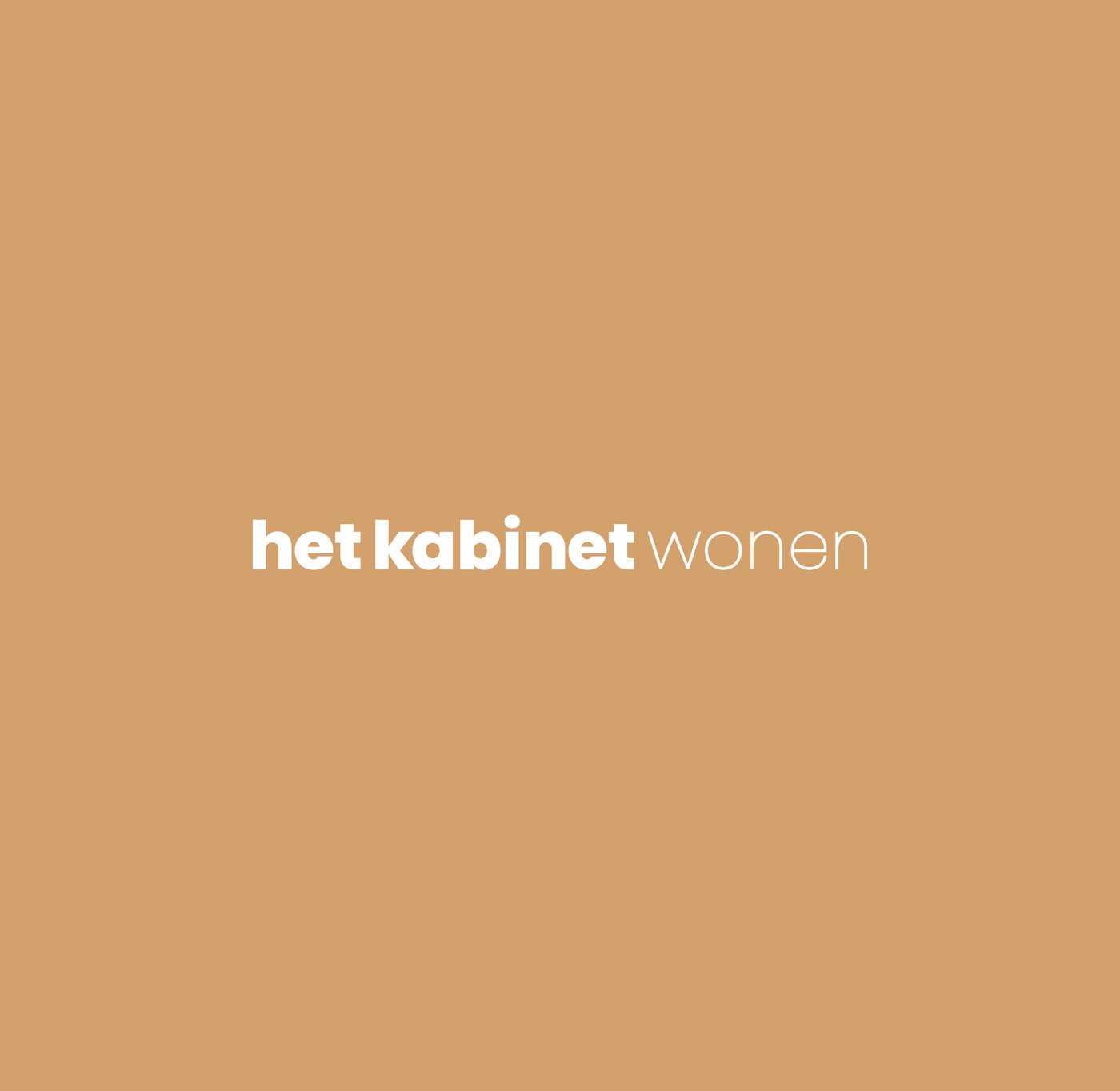 The Het Kabinet Wonen wordmark on a warm camel background